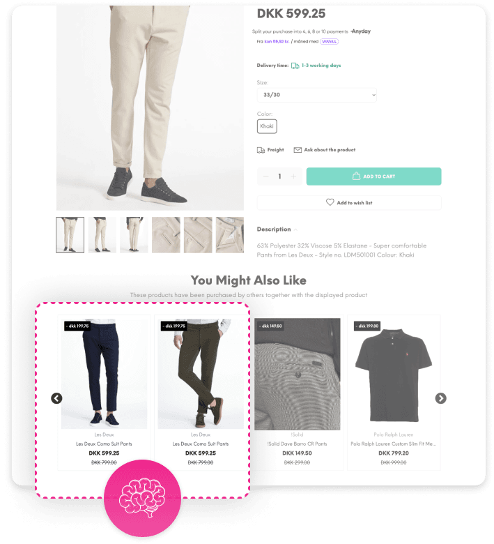 Voorbeeld van AI-productaanbeveling